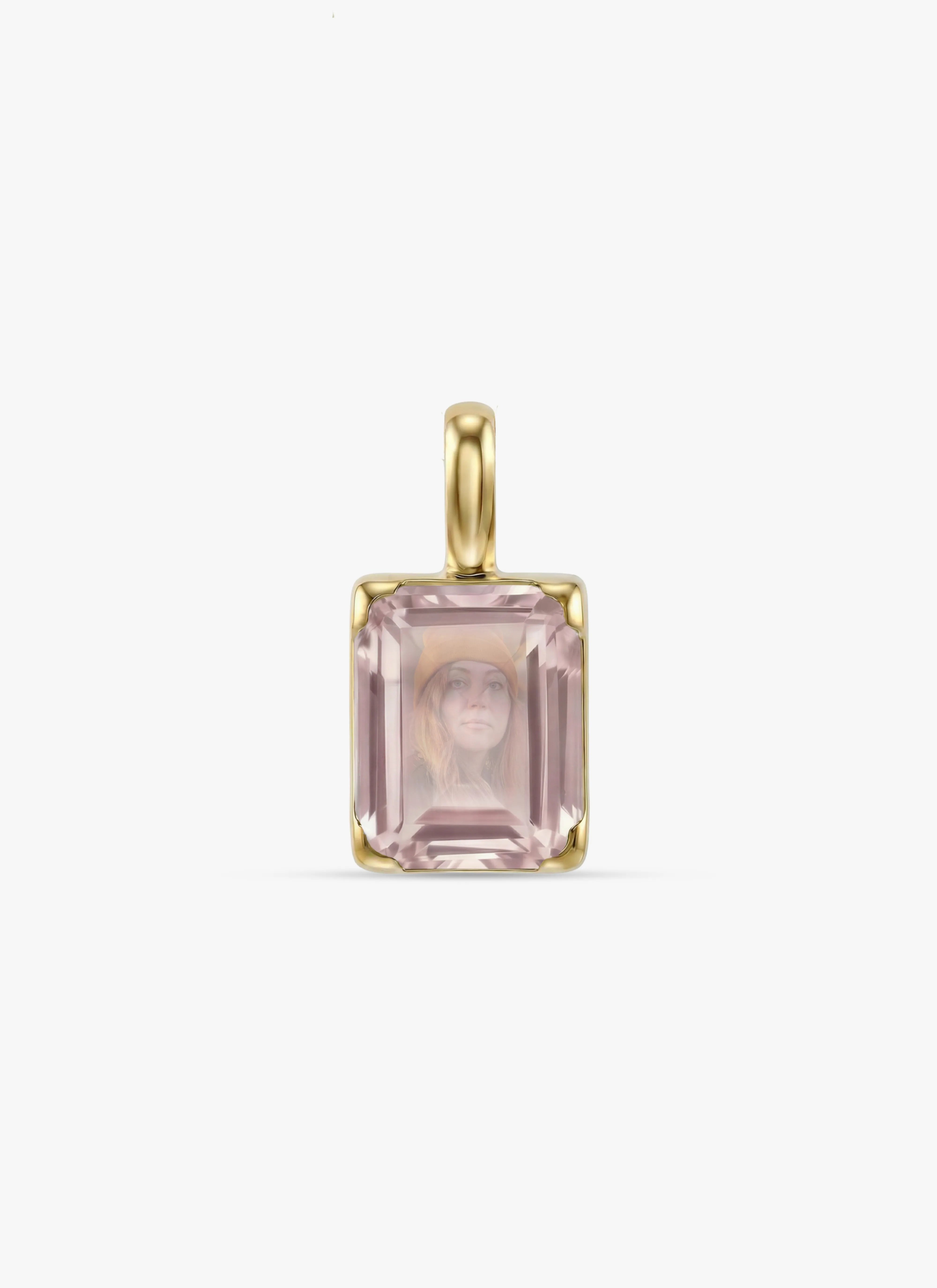 Momentum Hanger Goud —Rose quartz  • Personaliseerbaar Hoofdafbeelding