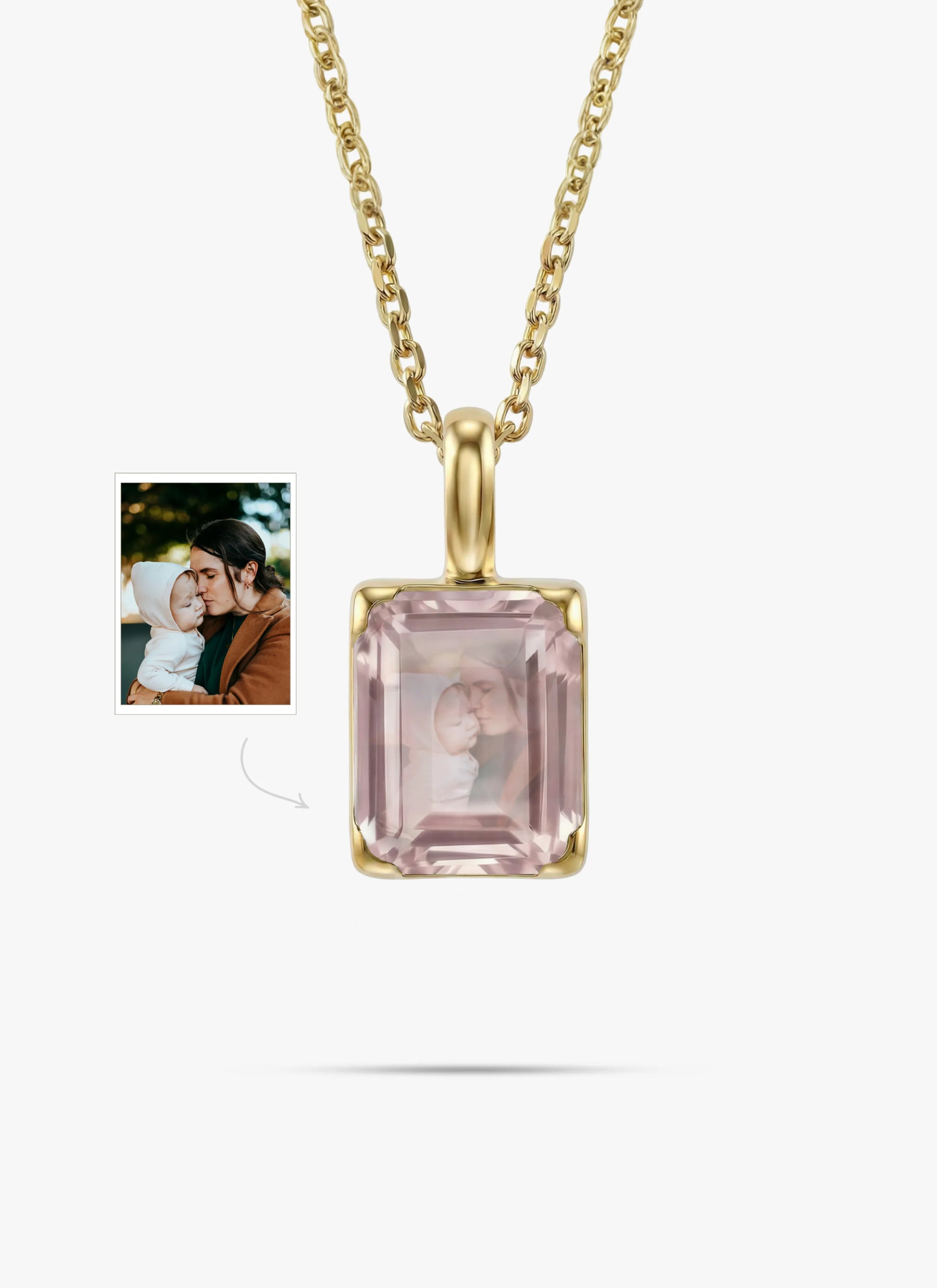 Momentum Hanger Goud —Rose quartz  • Personaliseerbaar
