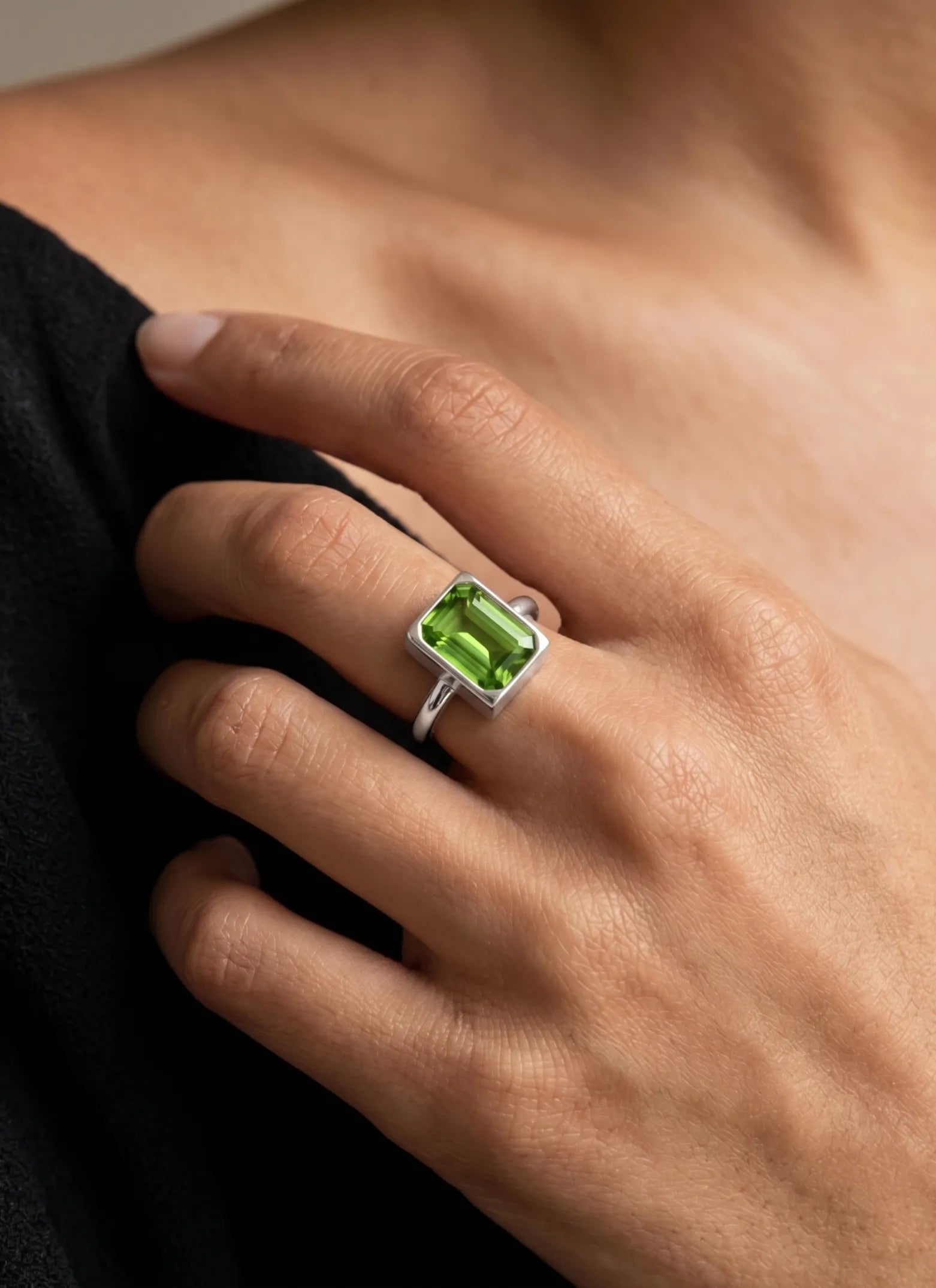 Momentum Ring Zilver — Peridot • Personaliseerbaar