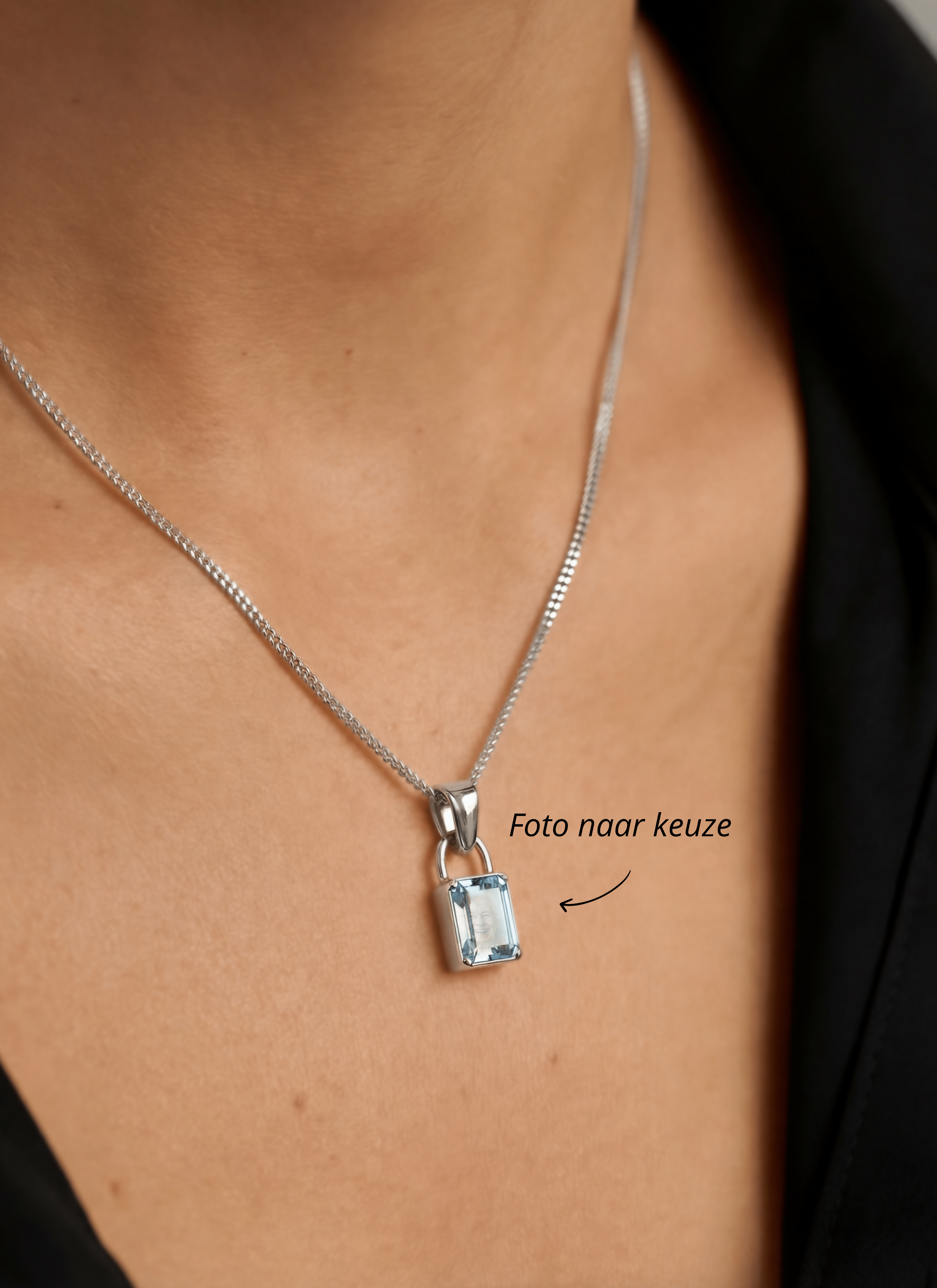 Locksy Hanger Zilver — Topaas • Personaliseerbaar Secundaire afbeelding
